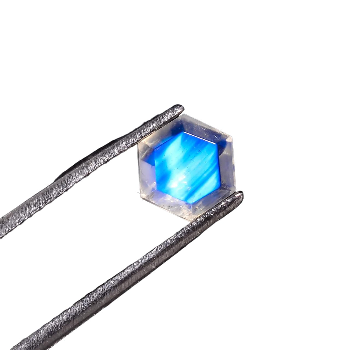 GEMKORA 4pcs, 6x6x4mm Natural Blue Flash Rainbow Moonstone Hexagon Shape-Step Cut Gemstone Wholesale, Jewelry Making Loose Gemstone, Minerals, DIY, Healing Crystals, Bulk Deal