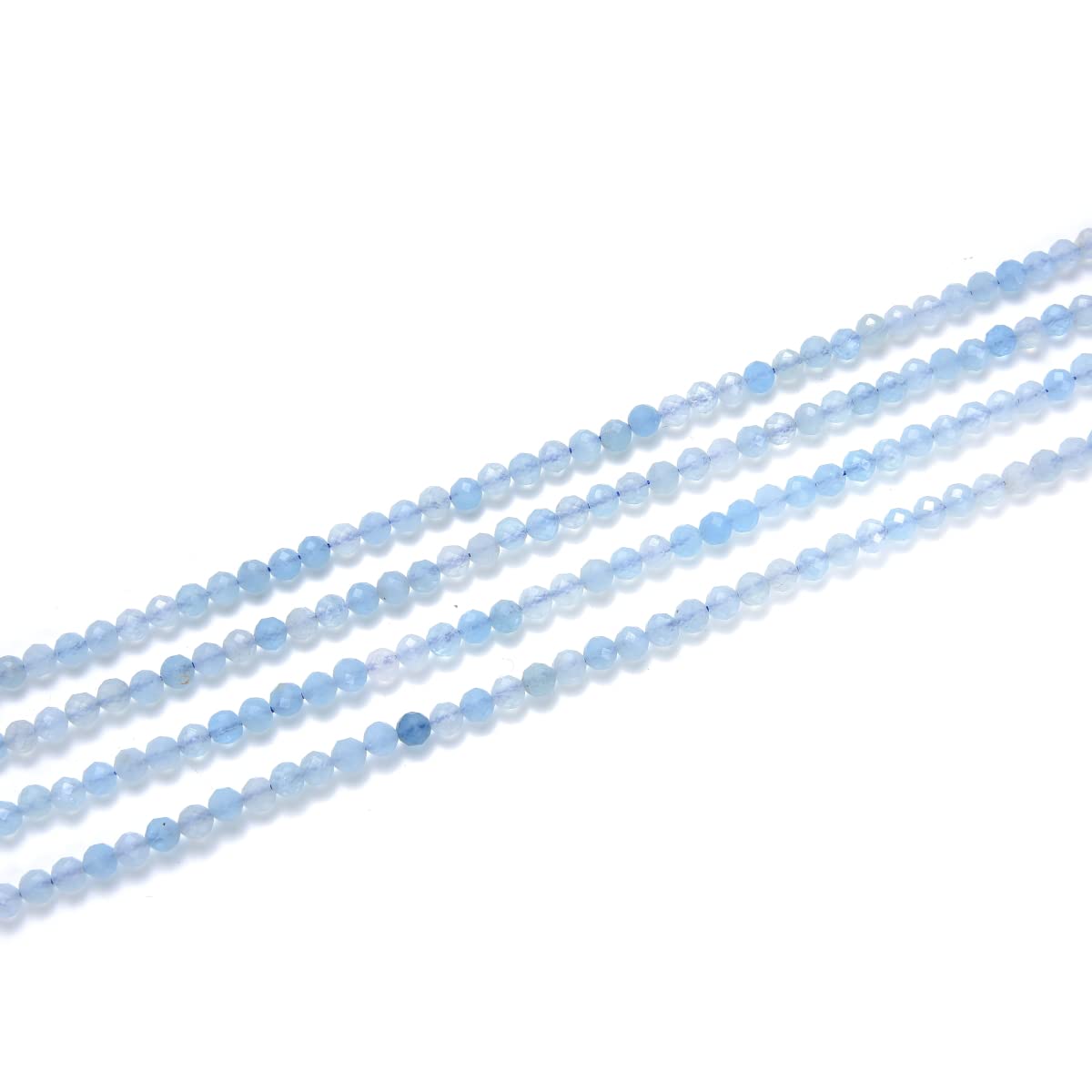 Adabele 30 Inch Natural Blue Aquamarine Healing Gemstone 3mm (0.12 Inch) Tiny Small Faceted Round Loose Beads Stone Spacer (220-240pcs Total) for Craft Jewelry Making GK3-8