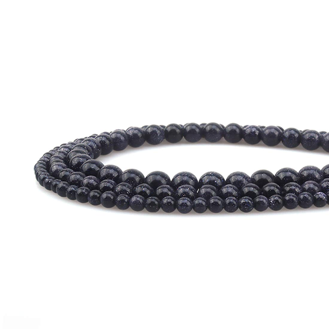 ICAI Beads 8mm Natural Blue Sand Goldstone Round Loose Stone Beads for Jewelry Making DIY Crafts Design 1 Strand 15" APPR.43-45pcs
