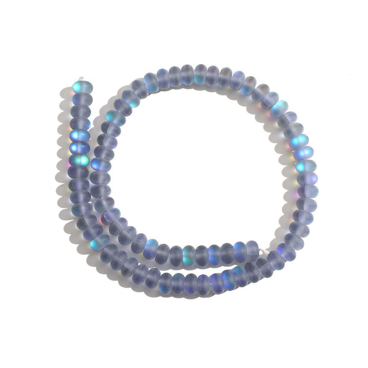 5x8mm Grey Matte Aurora Crystal Glass Beads Loose Rondelle Disc Beads Frosted Moonstone for Jewelry Making