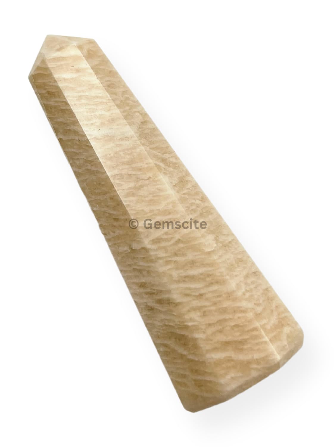 WholesaleGemShop 3 Inch (70 mm) Gemstones Cream Moonstone Obelisk Tower Jumbo Facet Aura Rock Crystal Natural Polished Earth Wand Spirit