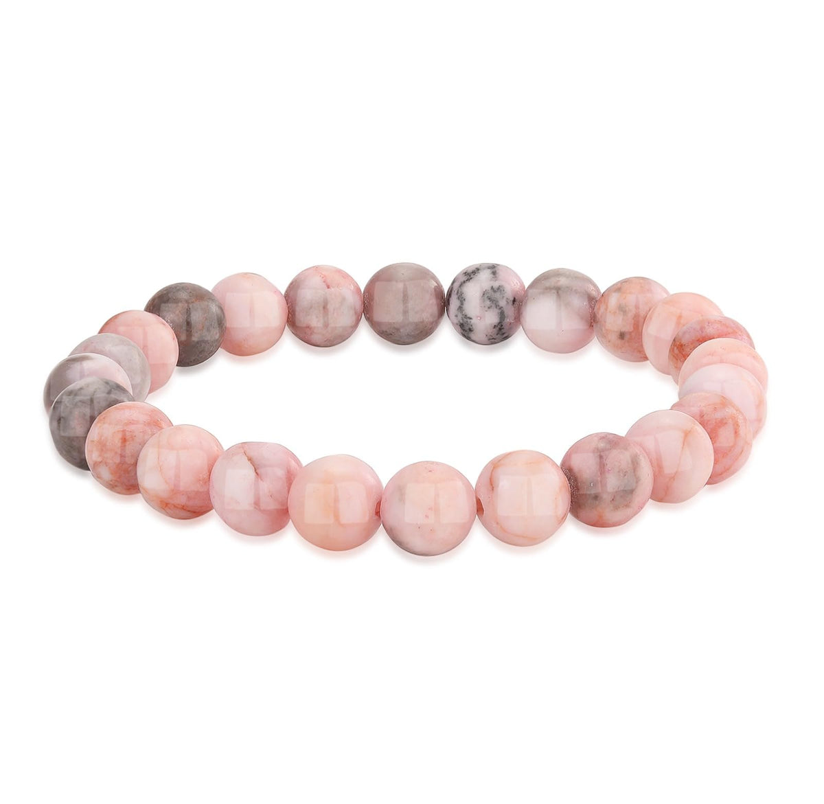 Crystal Vibe Pink Zebra Jasper Bracelet for Balance and Harmony - 8mm Beaded Bracelet for Women Men - Healing Crystal Bracelet - Elastic Adjustable Size
