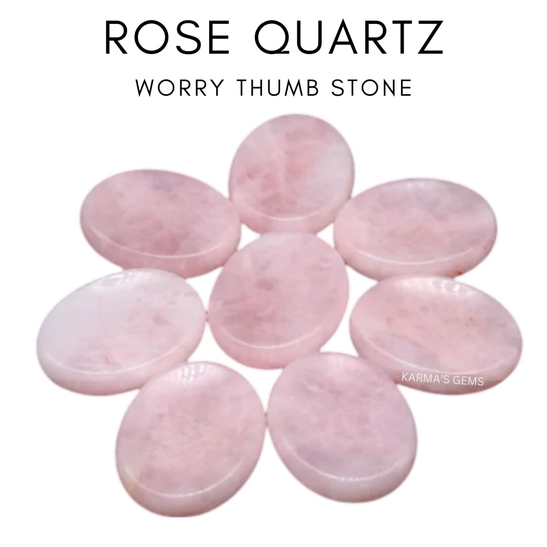 Rose Quartz - Rubbing Natural Thumb Worry Stone - Hold in Your Hand for Relaxation or Anxiety Relief - Enhance Meditation, Aid in Healing the Mind, Body and Spirit