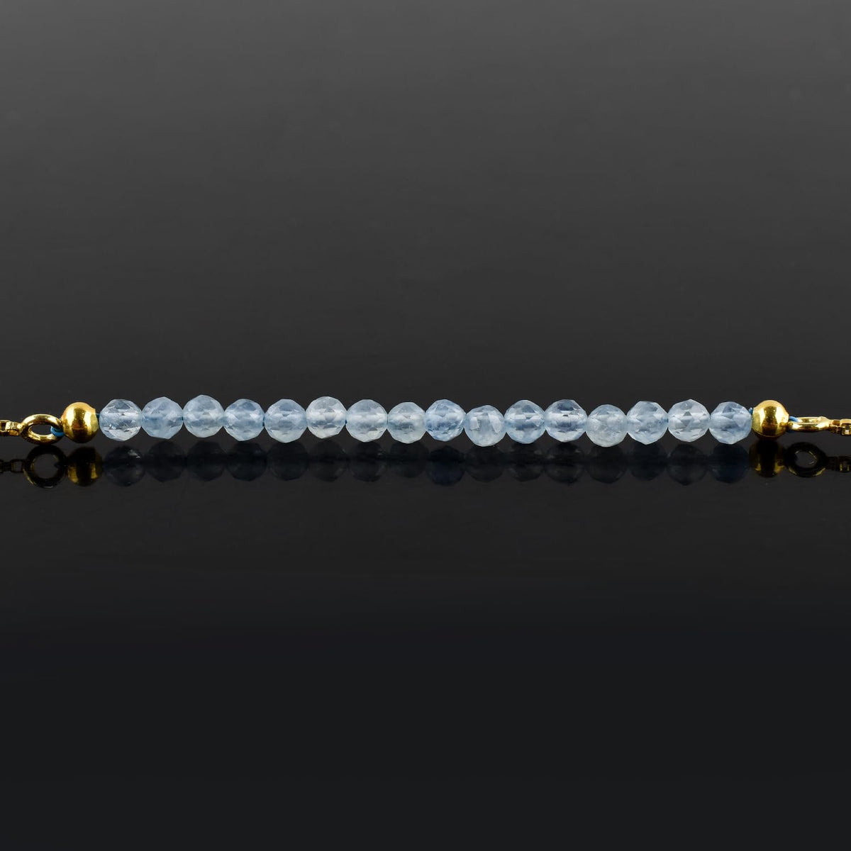InfinityGemsArt Aquamarine Bracelets For Women March Birthstone Jewelry Micro Blue Beads Beaded Stone Bolo Slider Crystals Gemstones Bracelet, 14K Gold Plated Adjustable Chain, Mother's Day Jewelry For Mom