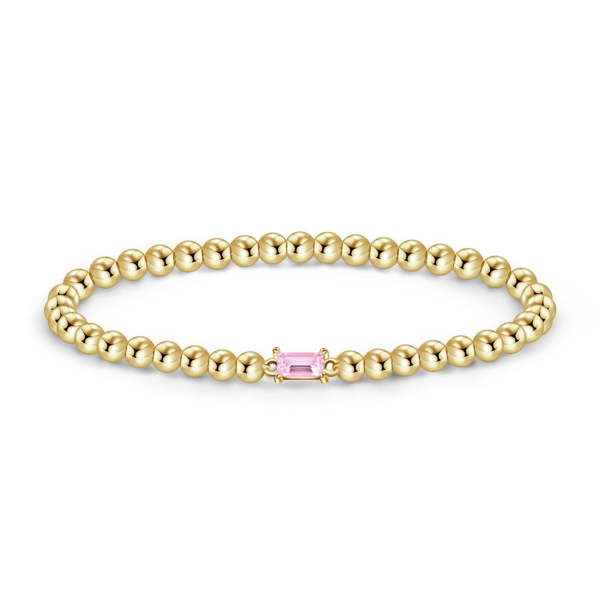 Free bird Pink Bracelets for Women 14K Gold Plated Birthstone Stacking Bracelets for Women Handmade Stretch Pink October Birthstone Bracelet Jewelry for Birthday Gift
