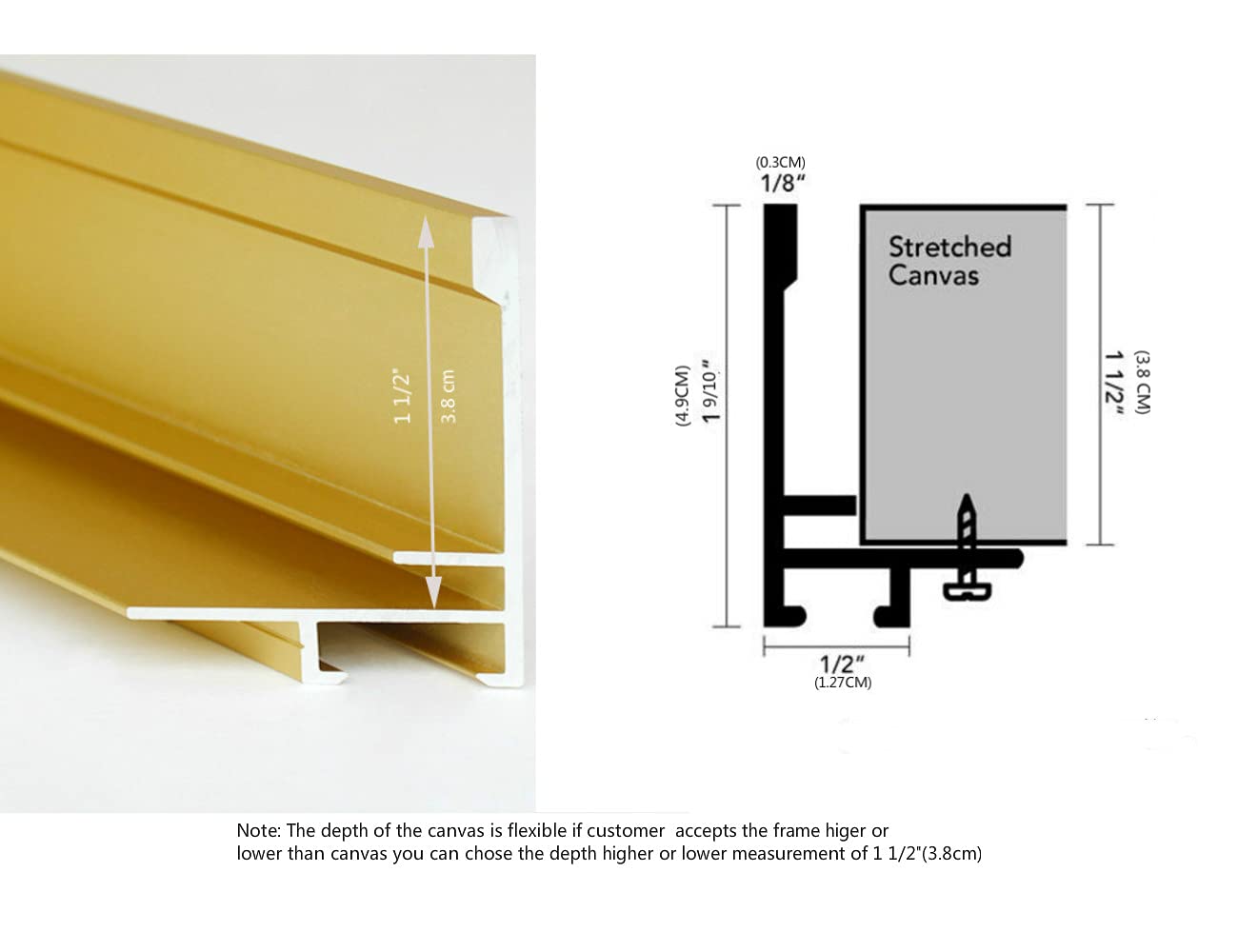 GVS-ART DIY Metal Floating Frame for 48X60“ Canvas Painting Art,1 1/2"(3.8cm) Depth, Floater Frame,Mental Frame Kit, Cut to Pieces,Not Include Canvas or Mat Matte Black Frame