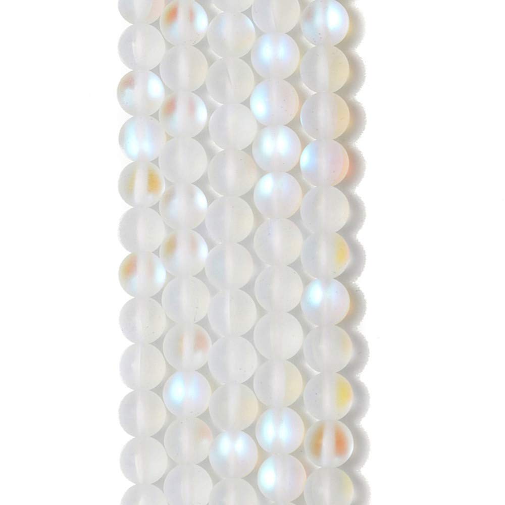 PLTbeads Gorgeous Moonstone Crystal Glass Natural Gemstone Loose Beads 6mm Matte Round Approxi 15 inch DIY Bracelet Necklace for Jewelry Making