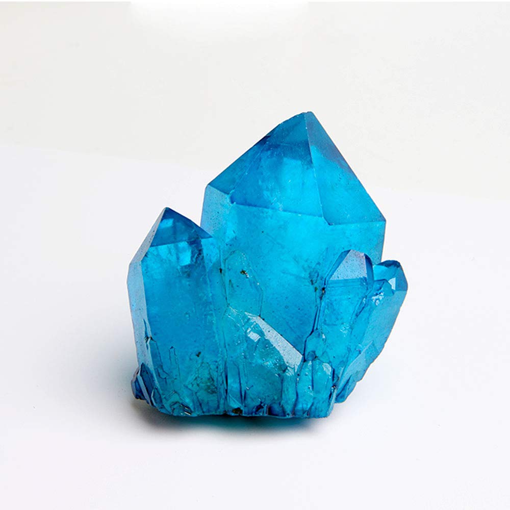 Wixine 1Pcs Blue Color Titanium Natural Quartz Cluster Crystal Gemstone Specimens