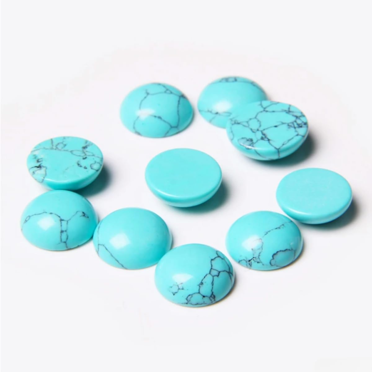 20pcs 6mm Natural Stone No Hole Turquoise Semicircle Smooth Cabochons Beads Healing Chakra Crystal Stone Bead for Jewelry Making Rings Earrings Necklace Bracelet DIY Crafts