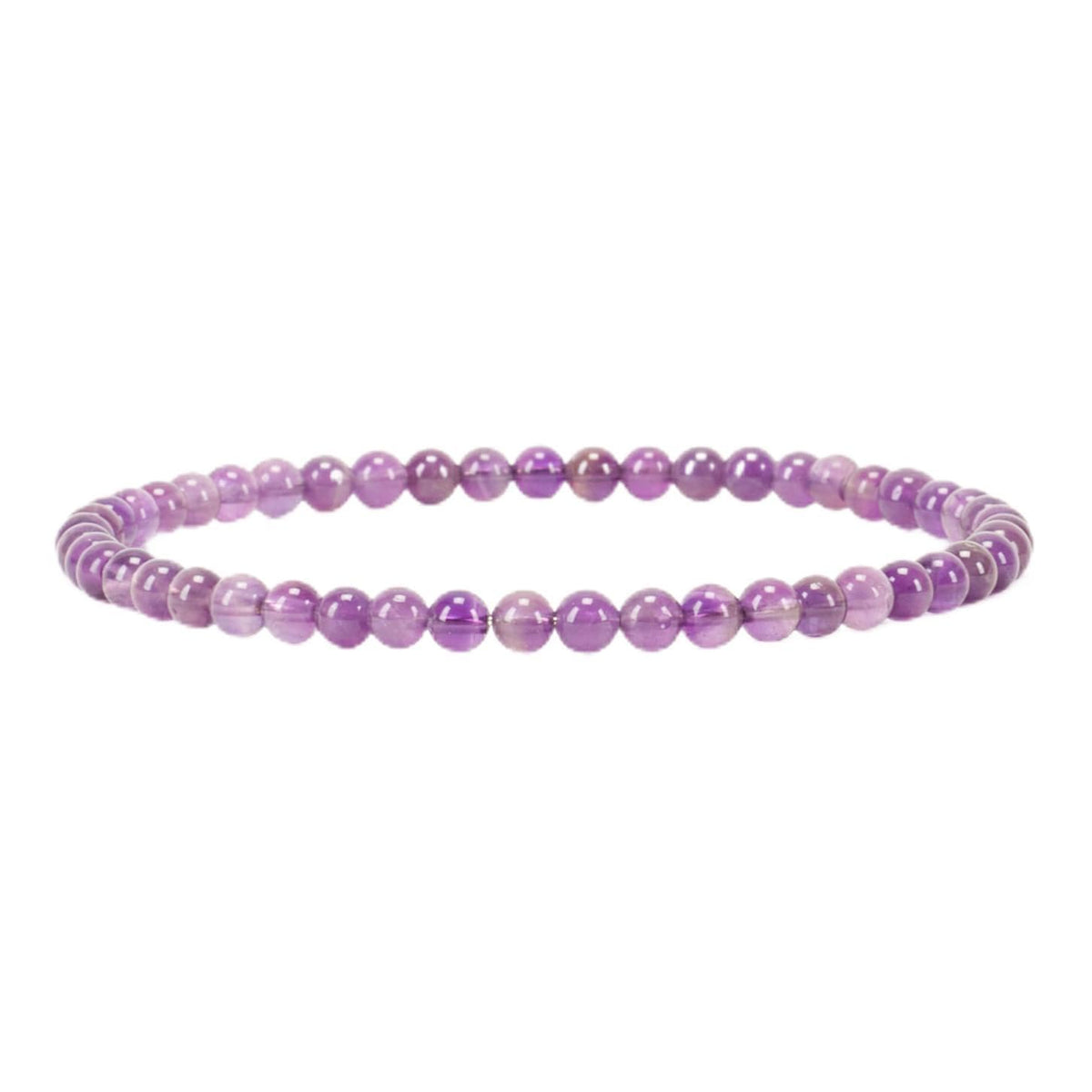 Cherry Tree Collection - Small, Medium, Large Sizes - Gemstone Beaded Bracelets For Women and Men - 4mm Round Beads (Amethyst, Medium)