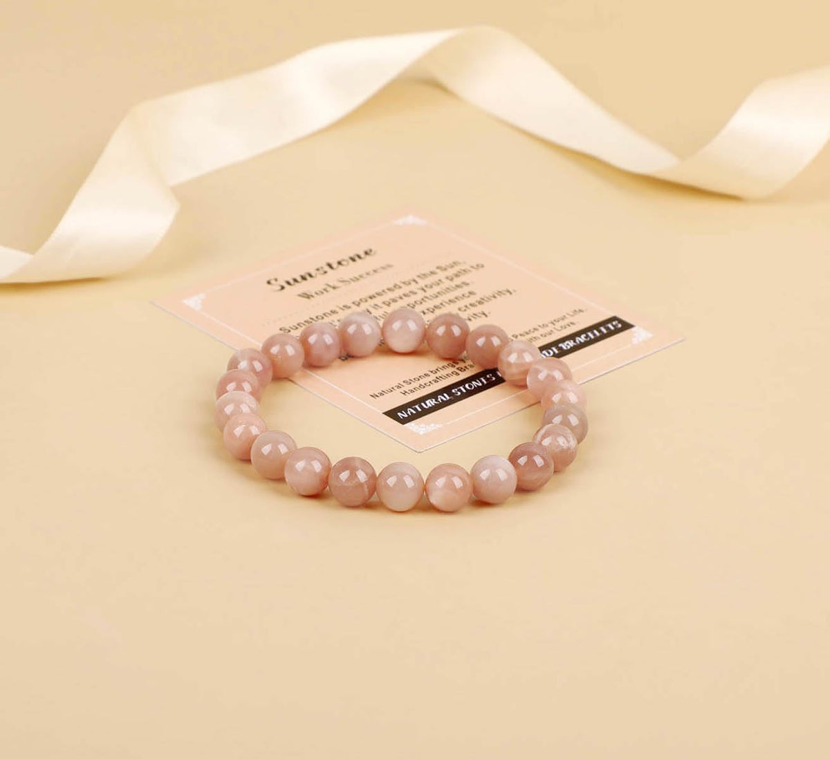 AD Beads Handmade Gemstone Stretch Elastic Bracelet Crystal Healing Reiki Nature's Beauty and Spiritual Essence Unisex (4mm, Sunstone (Work Success))