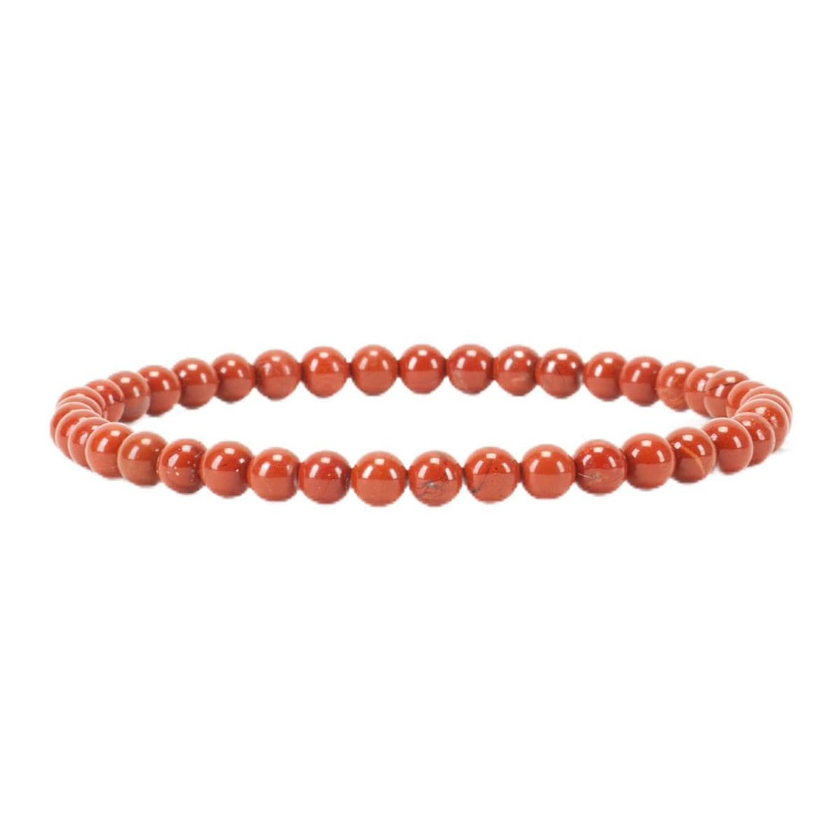 Cherry Tree Collection - Small, Medium, Large Sizes - Gemstone Beaded Bracelets For Women and Men - 4mm Round Beads (Red Jasper, Medium)
