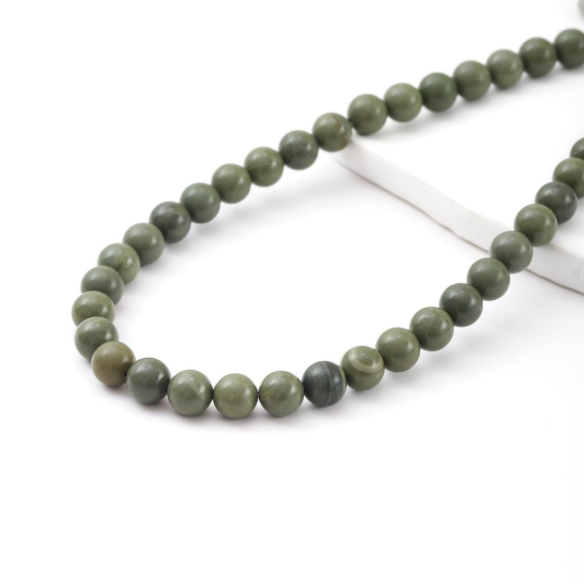 8mm 45pcs DIY Natural Green Tea Stone Beads Round Healing Crystal Gemstone Loose Beads for Jewelry Making Handmade Bracelet Necklace