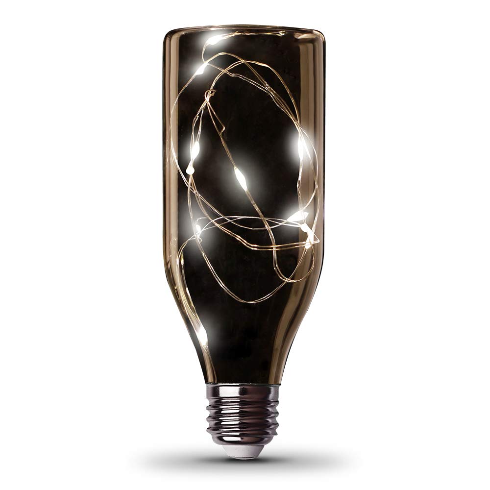 Feit Electric FY/BOT/SW/LED 1.5W Decorative Magical Glow Fairy Bottle 27K Clear LED Light Bulb, 6.07" H x 2.24" D, 2700K Soft White