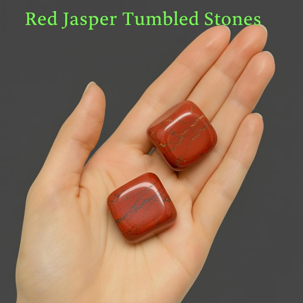 Red Jasper Tumbled Stone – Natural Crystal Gemstone for Strength, Grounding & Positive Energy – Pocket Stone for Meditation, Reiki, Chakra, Yoga & Spiritual Décor