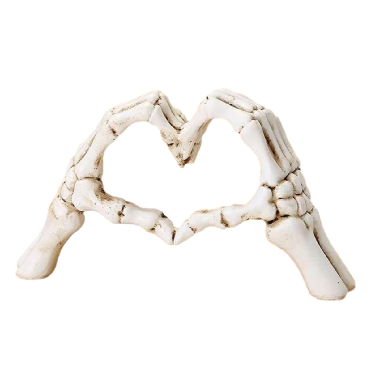 HEBYJO White Halloween Heart Hands Sculpture, Resin Abstract Skeleton Statue Love Ornaments, Heart Shape Finger Gesture Figurines for Shelf Home Desktop Decoration