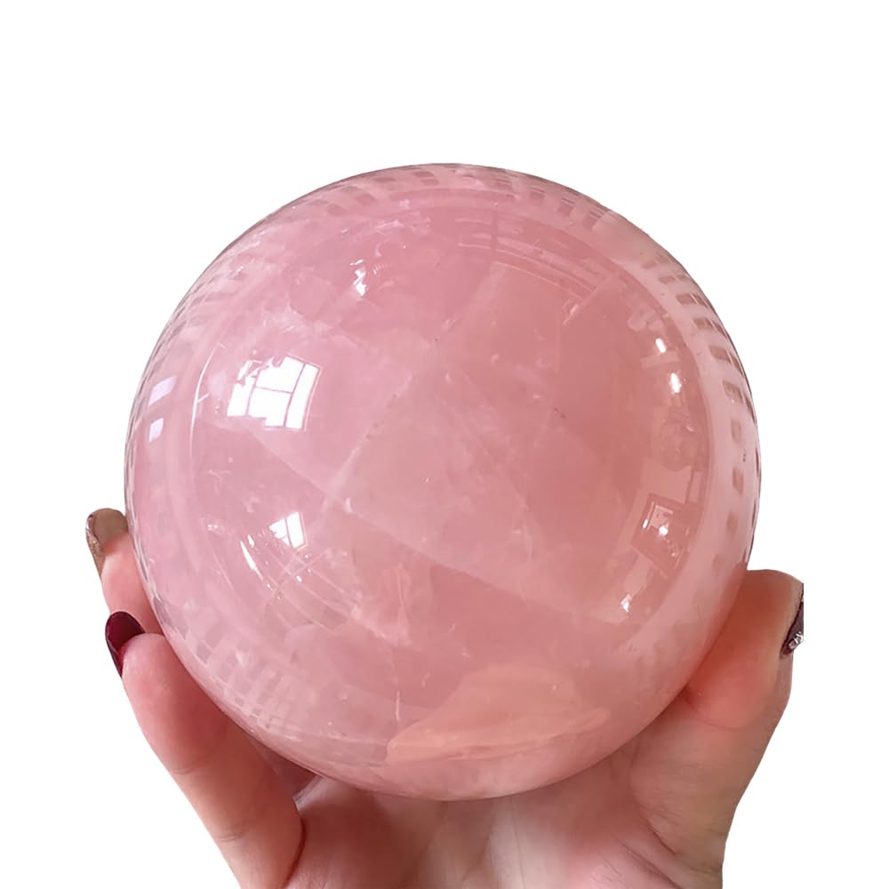 6-7CM/2.36-2.76inch Natural Crystal Ball Rose Quartz Sphere Polished Divination Ball Decorative Sphere Healing Crystals Ball Stone Crafts Home Decor Ornament Gifts(Pink Crystal, 60-70mm)