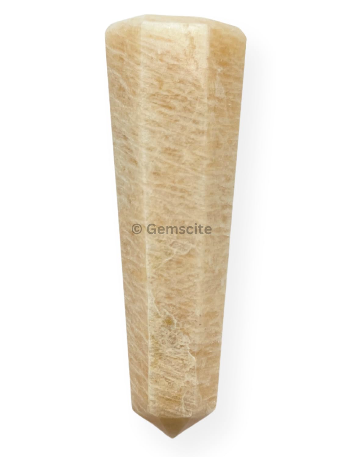 WholesaleGemShop 3 Inch (70 mm) Gemstones Cream Moonstone Obelisk Tower Jumbo Facet Aura Rock Crystal Natural Polished Earth Wand Spirit