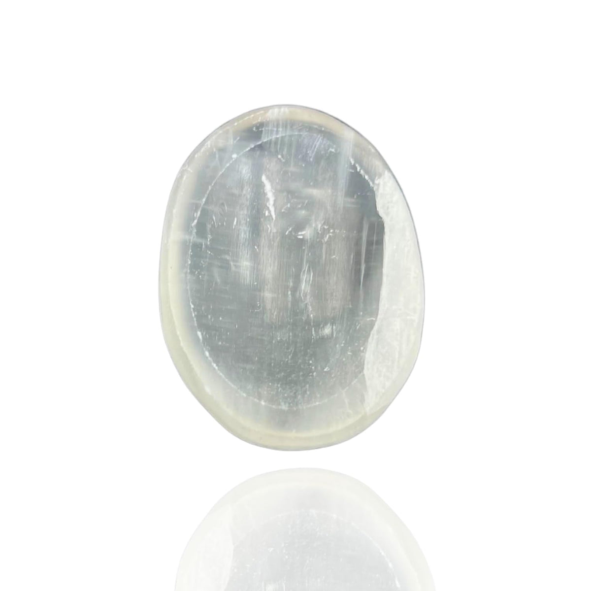 GEMSCITE Selenite Thumb Worry Stones Metaphysical Gemstone Crystal Healing Reiki Men Women Gift FENG Shui Positive Energy Love Wellness Palm Stones Wicca Powerful