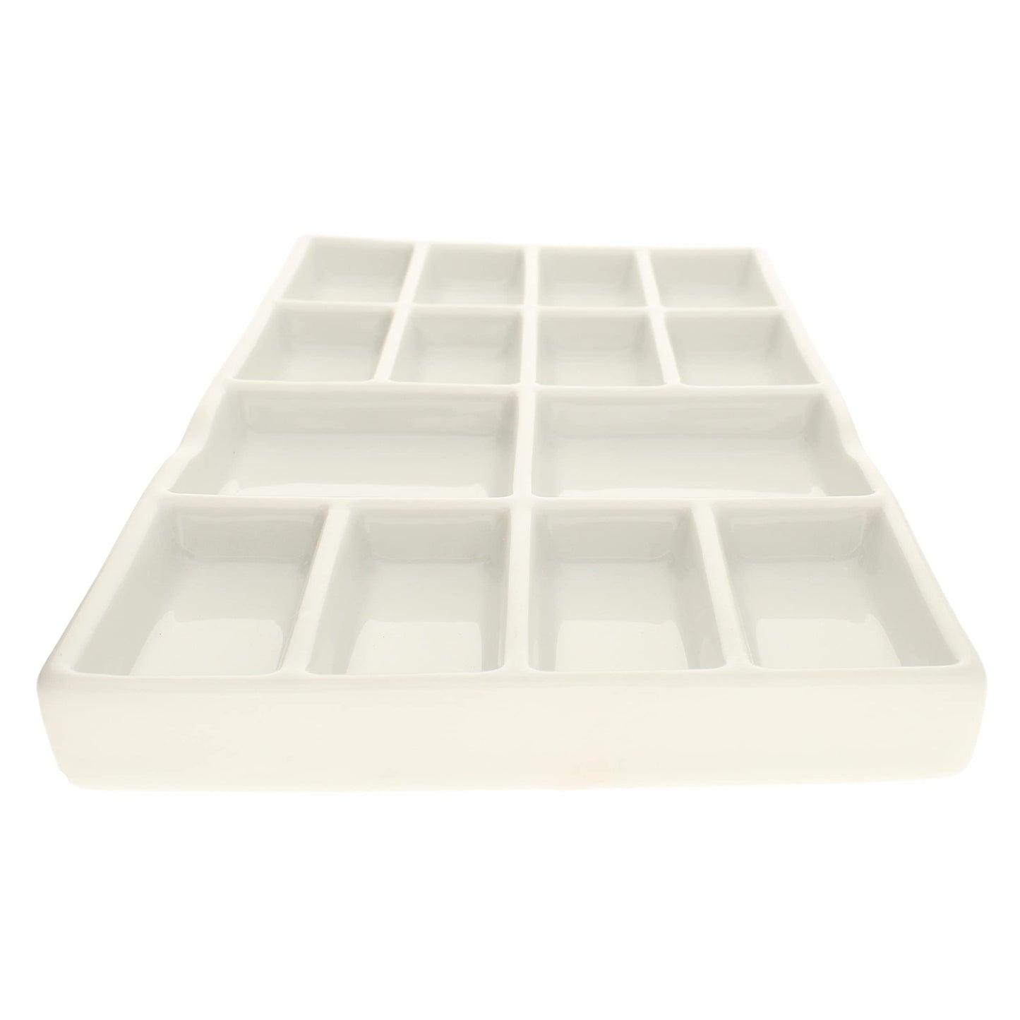 The Beadsmith Ceramic Mixing Palette – Rectangle Design Paint Holder – Arts and Crafts Accessories Organizer – 7.5" x 4.1" x .6” – 14 Compartments, (4 Palettes)