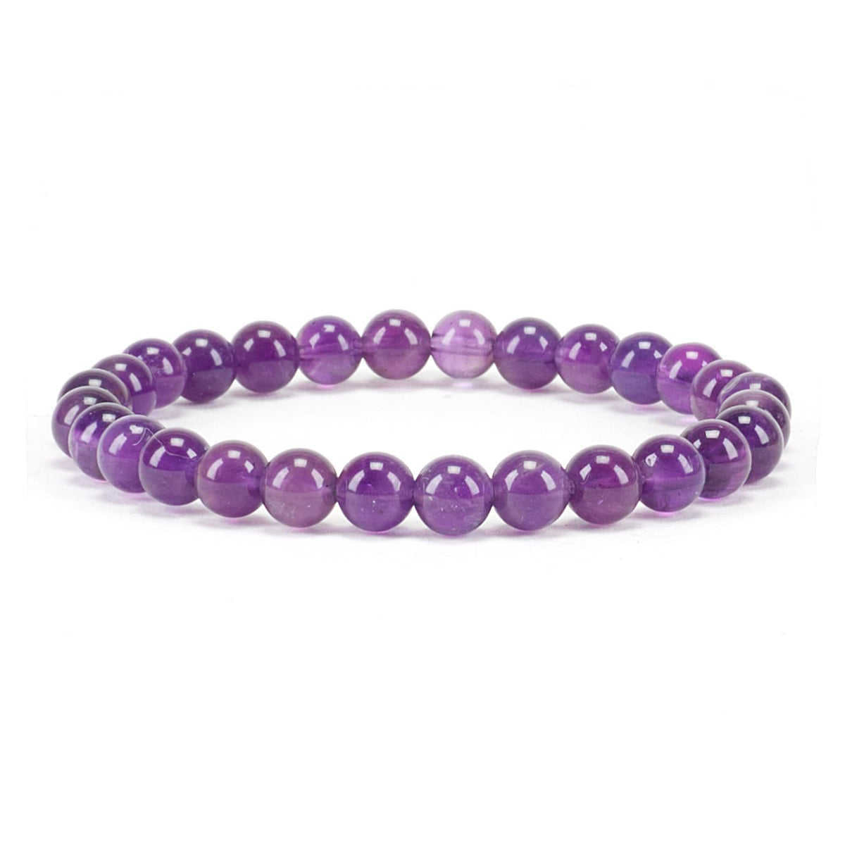 Cherry Tree Collection - Small, Medium, Large Sizes - Gemstone Beaded Bracelets For Women and Men - 6mm Round Beads (Amethyst - Medium)