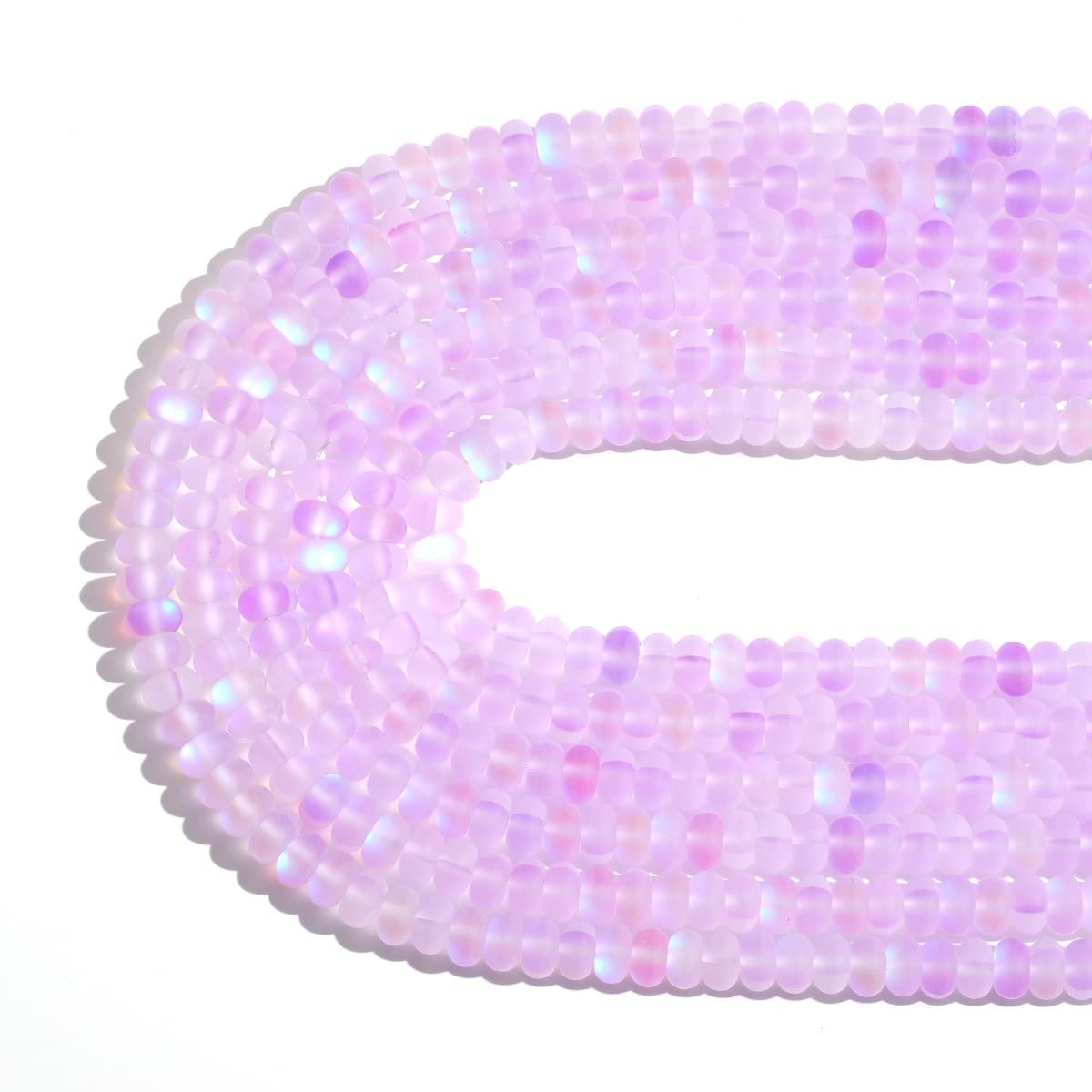 5x8mm Violet Matte Aurora Crystal Glass Beads Loose Rondelle Disc Beads Frosted Moonstone for Jewelry Making