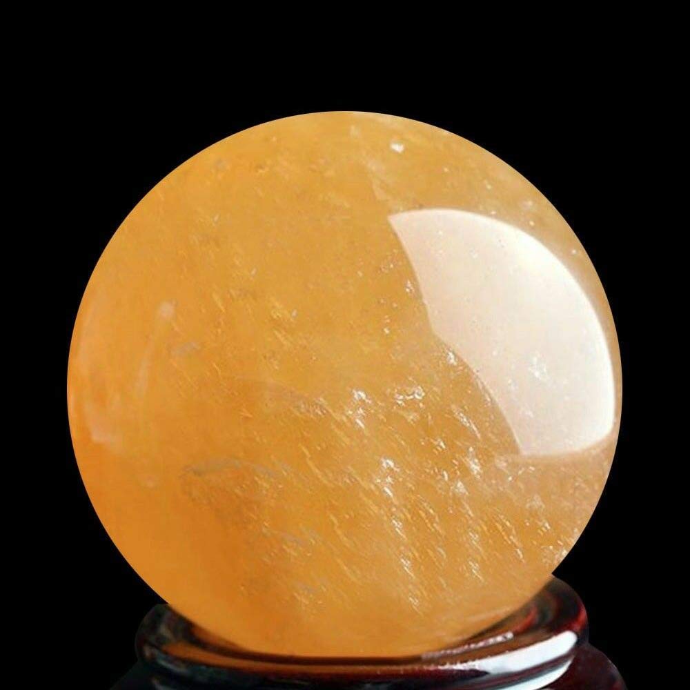 Wixine 1Pcs 40mm Yellow Citrine Quartz Crystal Sphere Ball Healing Gemstone