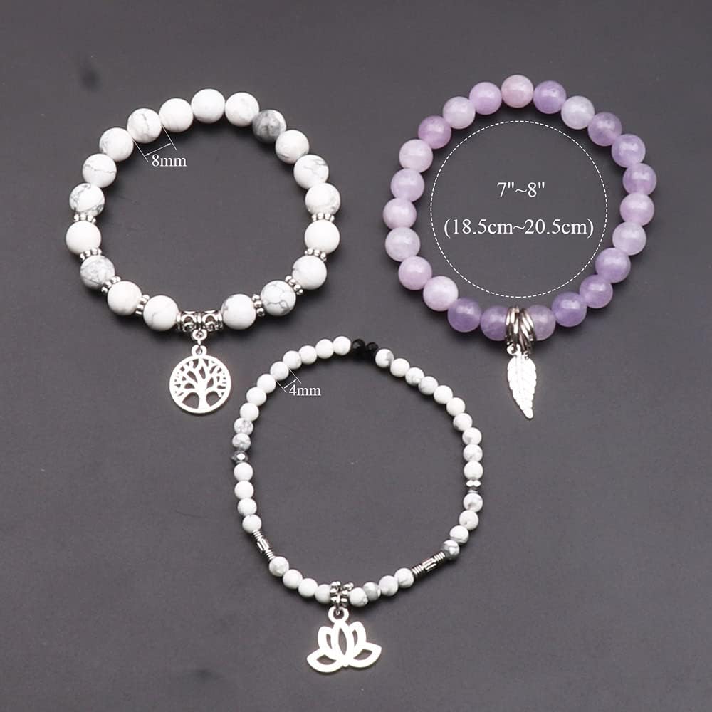 UEUC Tree of Life Yoga Healing Stone Bracelets,Multilayer Lotus Chakra Stone Reiki Bracelet Sets,Anxiety Crystal Natural Stone,for Women Stress Relief(#169)