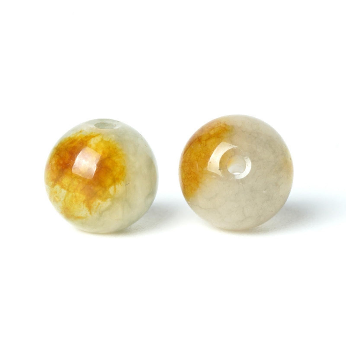 100Pcs Natural Stone 6mm Yellow Jasper Round Loose Gemstone Energy Healing Beads Hole Size 1mm DIY Smooth Beads for Bracelet Necklace Earrings Jewelry Making