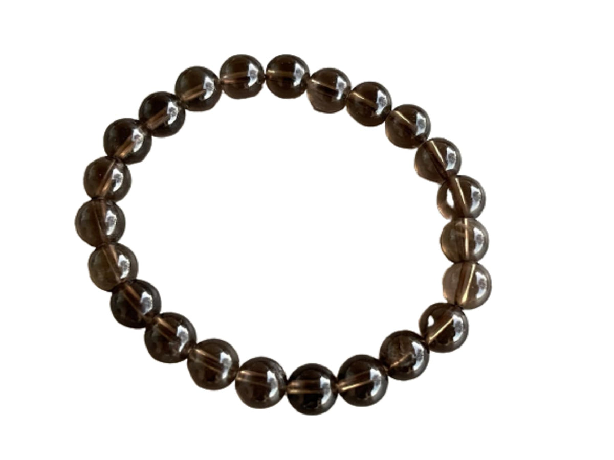 GAF TREASURES Smoky Quartz Crystal Bead Bracelet 8mm, Genuine Smoky Quartz Stretch Gemstone Bracelet, Healing Crystal Bracelet, Gift for Men & Women (10)