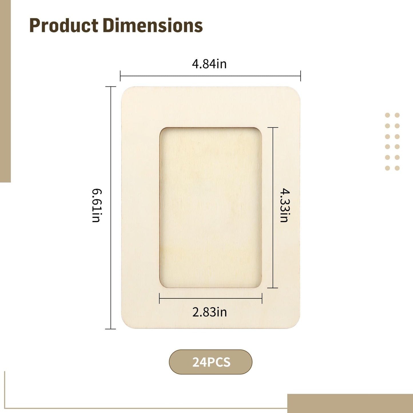 24PCS Unfinished Wooden Craft Frames, 3 x 5 in Wooden Craft Frames, Picture Frames to Decorate，Paintable Picture Frames for DIY Projects, School Crafts, and Home Decorations