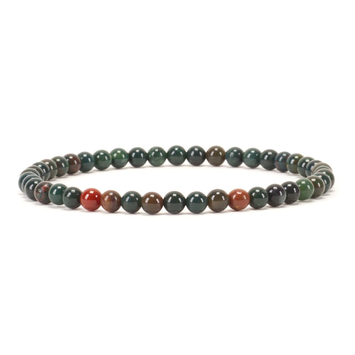 Cherry Tree Collection - Small, Medium, Large Sizes - Gemstone Beaded Bracelets For Women and Men - 4mm Round Beads (Bloodstone, Medium)