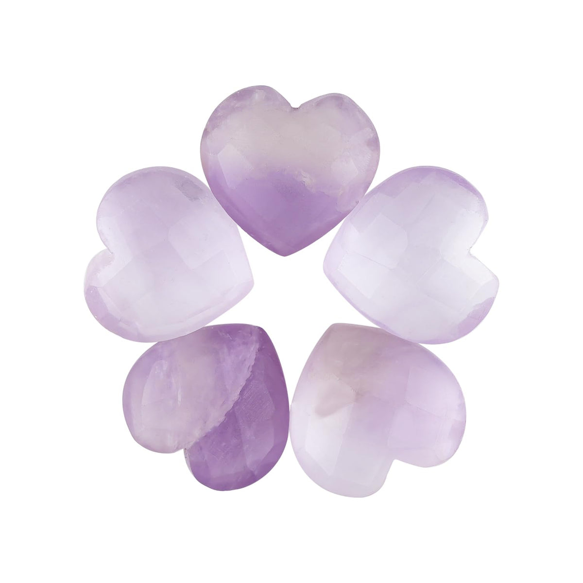 CRYSTALINES 5pcs, Wholesale Natural Amethyst Gemstones, Bulk Heart Shape Stones, Assorted Loose Supply, DIY Craft-Jewelry Making, Chakra Healing Crystals, Gem Collection, 10-12mm