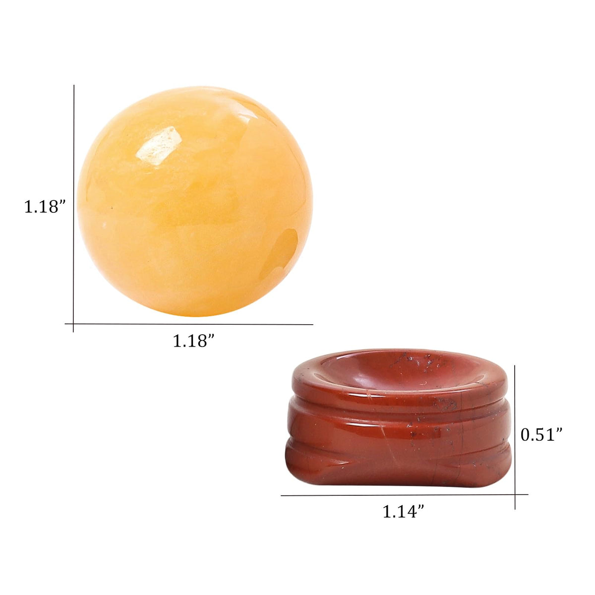 Casaper Natural Yellow Jade Ball with Red Jasper Stand, Healing Crystal Sphere for Home Fengshui Yoga Meditation, Reiki Energy Balancing 1.18”(30mm)