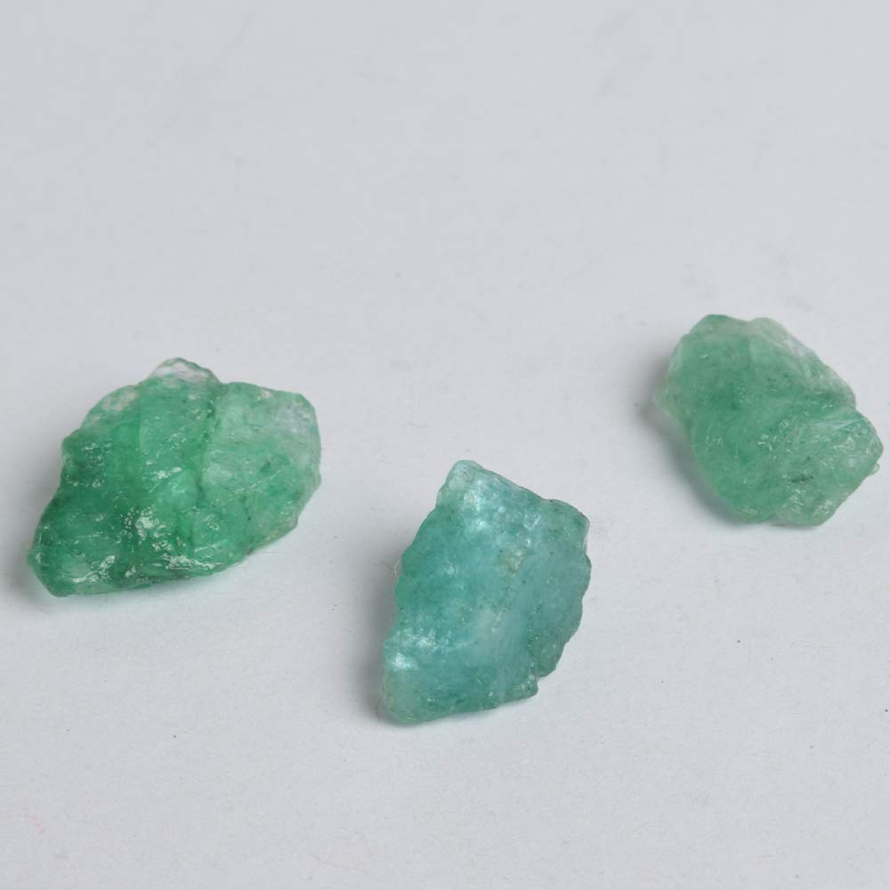 GEMHUB Loose Gemstones For Jewelry Making 26.50 Carat 3 Pcs Raw Green Emerald Natural Gemstones for Jewelry Pendants