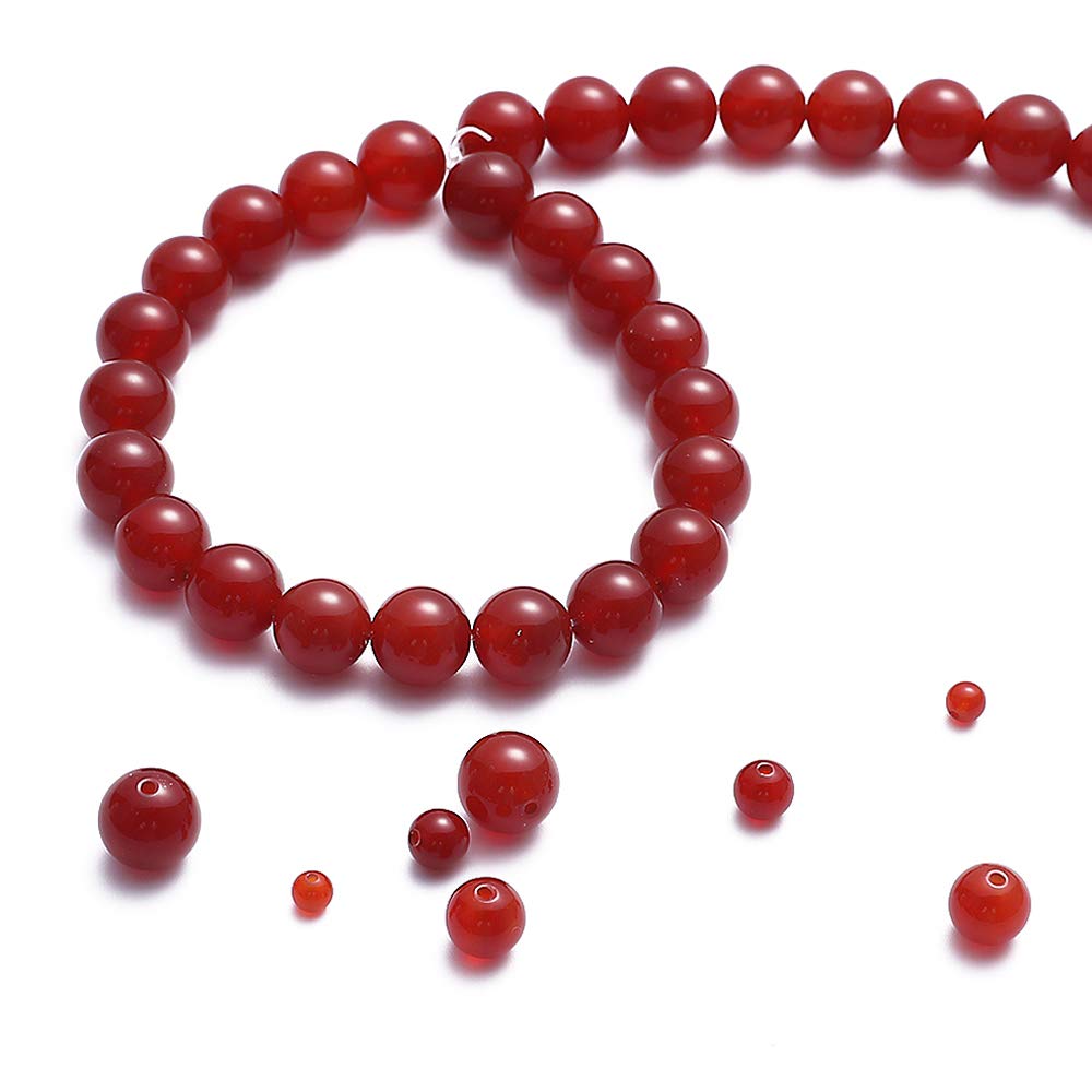 BEADIA Natural Red Agate Stone Round Loose Semi Gemstone Beads for Jewelry Making 4MM 89PCS
