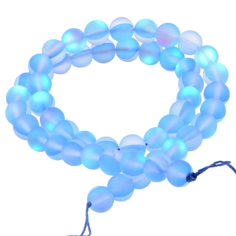 Matte Aurora Crystal Glass Beads Gemstone 10MM Dark Blue Frosted Glitter Shining Mermaid Round Loose Beads Frosted Moonstone for Jewelry Making