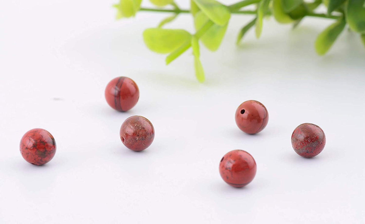 Natural Stone Beads 100pcs 6mm Round Red Jasper Genuine Real Stone Beading Loose Gemstone Hole Size 1mm DIY Charm Smooth Beads for Bracelet Necklace Earrings Jewelry Making (Red Jasper,6mm)