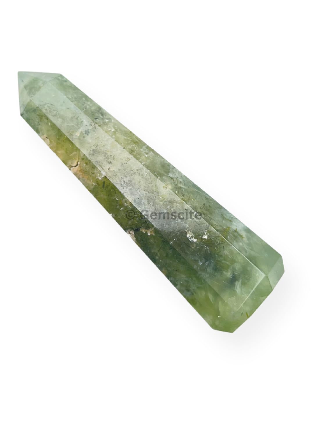 WholesaleGemShop 3 Inch Gemstones PREHNITE Obelisk Tower Jumbo Facet Aura Rock Crystal Natural Polished Earth Wand Spirit