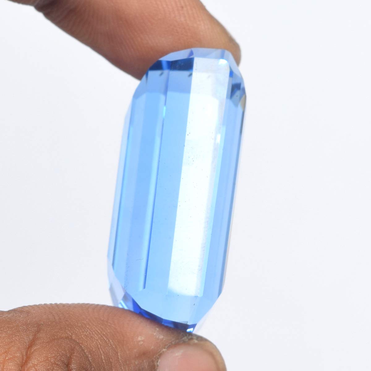 GEMHUB Gemstones For Jewelry Making 105.75 Carats Brazilian Blue Topaz Emerald Shape Loose Gemstone Crystals