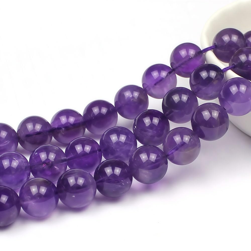 MJDCB 5A Natural South Africa Amethyst Gemstone Round Stone Beads for Jewelry Making DIY Bracelet Necklace (4mm)