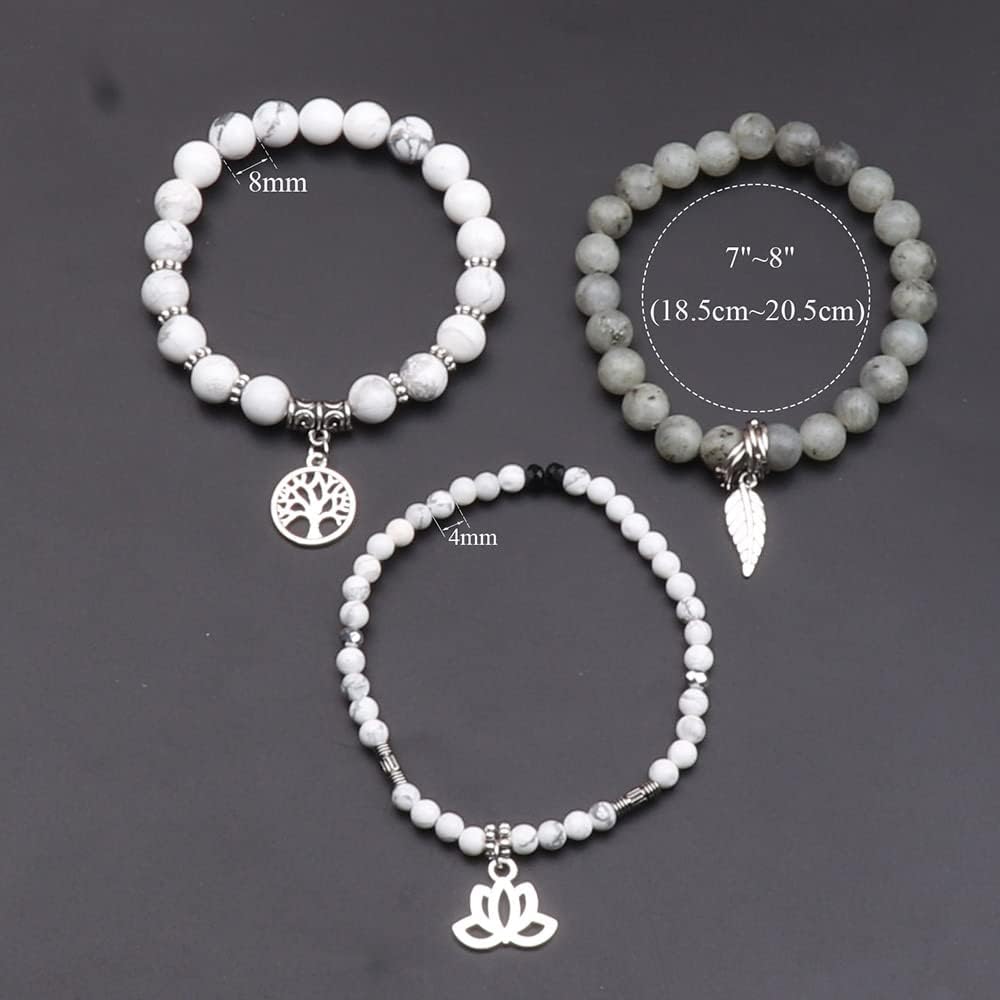 UEUC Tree of Life Yoga Healing Stone Bracelets,Multilayer Lotus Chakra Stone Reiki Bracelet Sets,Anxiety Crystal Natural Stone,for Women Stress Relief(#173)
