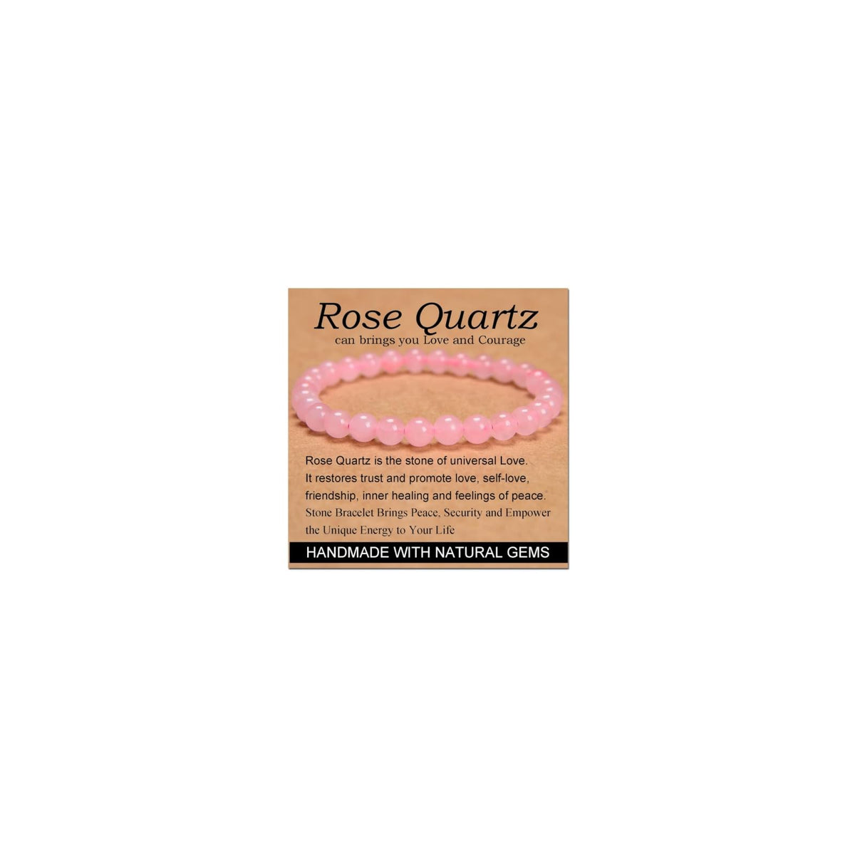 CHELYQST Rose Quartz Bracelet - Stone of Love and Courage,Stretch Natural Stone Crystal Beads Jewelry Gifts for Women Men Unisex Adult,6mm