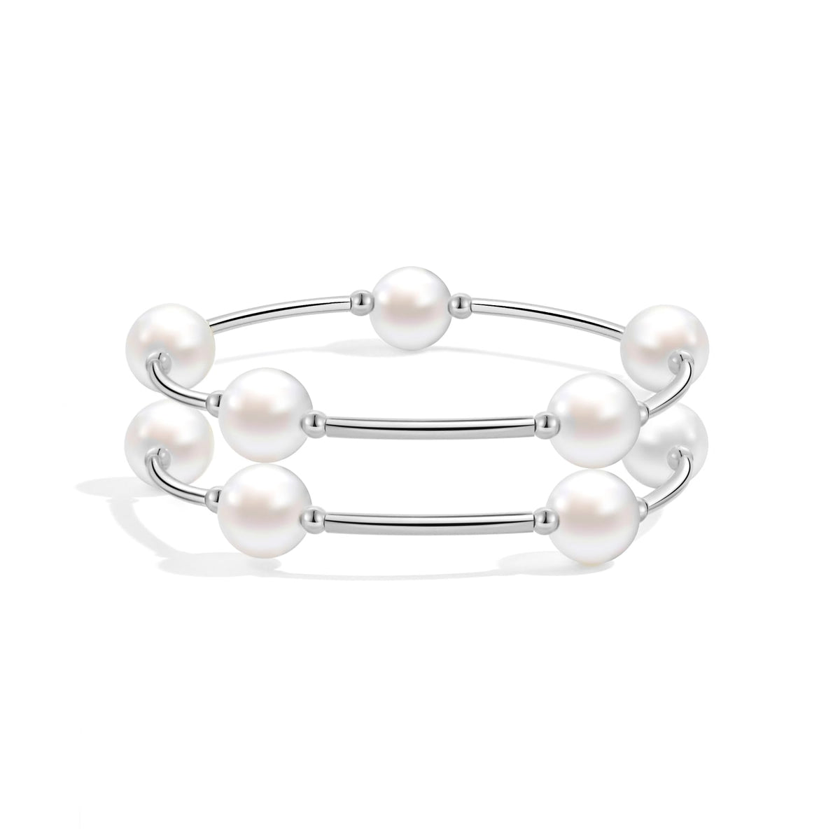 Elegance 11 designs Silver Blessing Bracelet 10mm Crystal White Pearl Bracelet Dainty Thin Tube For Women Simple Bridal Gifts For Friends And Loved
