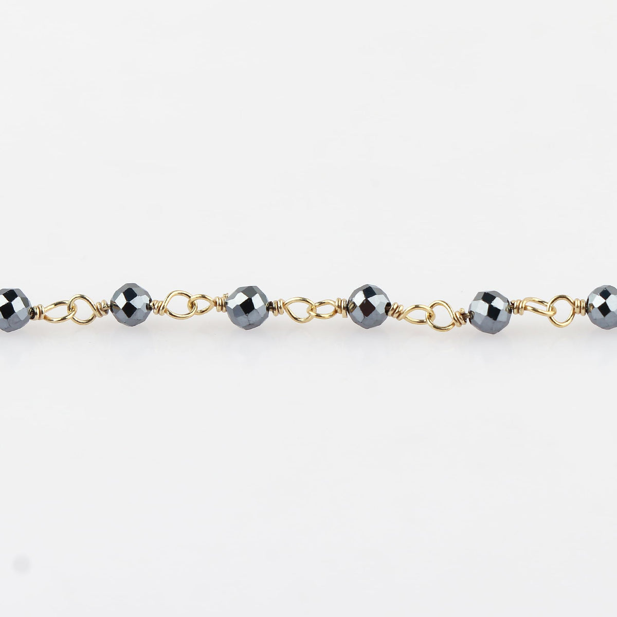 JOR Natural Hematite Beaded Rosary Anklet, Handmade Craft, Anklet Beads Bracelet, Chakra Healing Anklet, Gemstone Women Jewelry, Dainty Gold Plated Anklet 9 inch + 2 inch (1pcs)
