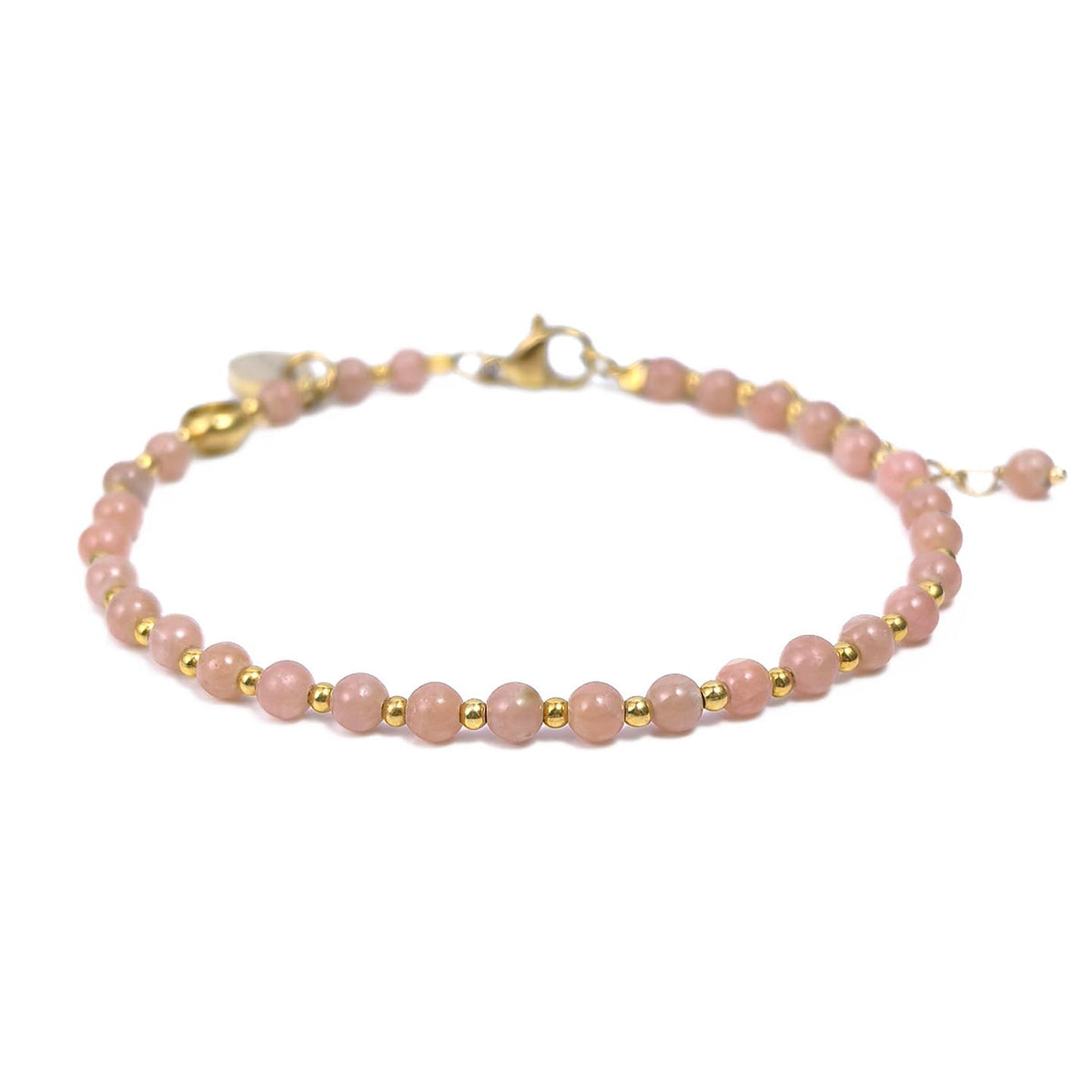 Morchic 3mm Argentina Rhodochrosite Natural Gemstone Beaded Bracelet for Women, Dainty Charm Jewelry, Adjustable 7.1-8.6", Ideal Birthday Holiday Gift