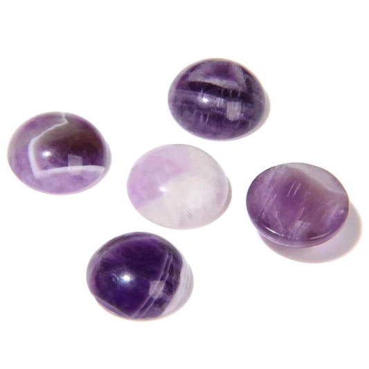 2TTFishoo 20pcs 4-12mm Amethyst Cabochon Beads, Purple, SI1 Clarity, Untreated, 51.2ct Total Weight, Loose Beads for Jewelry Making