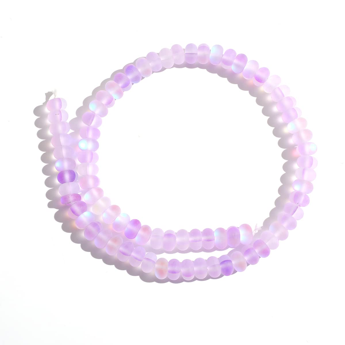4x6mm Violet Matte Aurora Crystal Glass Beads Loose Rondelle Disc Beads Frosted Moonstone for Jewelry Making