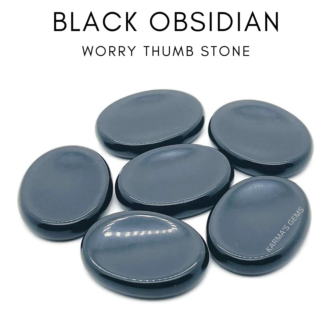 Black Obsidian - Rubbing Natural Thumb Worry Stone - Hold in Your Hand for Relaxation or Anxiety Relief - Enhance Meditation, Aid in Healing the Mind, Body and Spirit