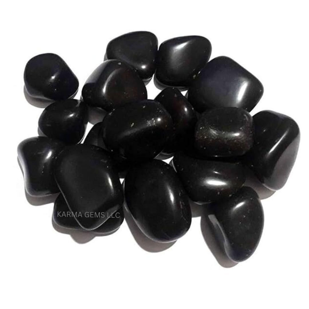 Karma Gems 1lb Obsidian Tumbled Stones - Polished Stones for Positive Energy - Crystal Kit for Fresh Mind & Restful Sleep - Healing Stone for Chakra Balancing - Ideal for Gift & Home Decor (15-25 Mm)